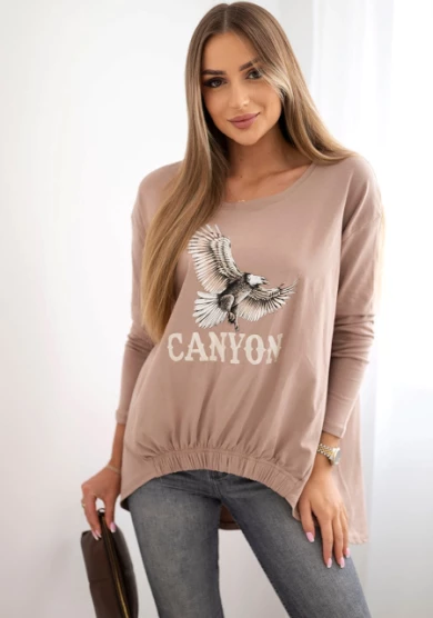 Milamo Bluzka damska z orłem i napisem Canyon camelowa
