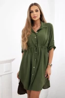 Milamo Sukienka z zapięciem na guziki i wiązaniem w talii Khaki
