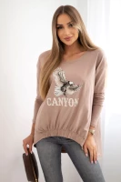 Milamo Bluzka damska z orłem i napisem Canyon camelowa